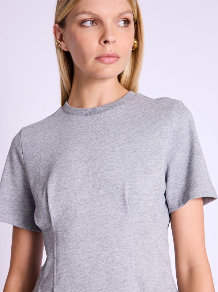 Berenice Edwin Short Fitted T-Shirt with Round Neck - Grey Mousse - Styleartist