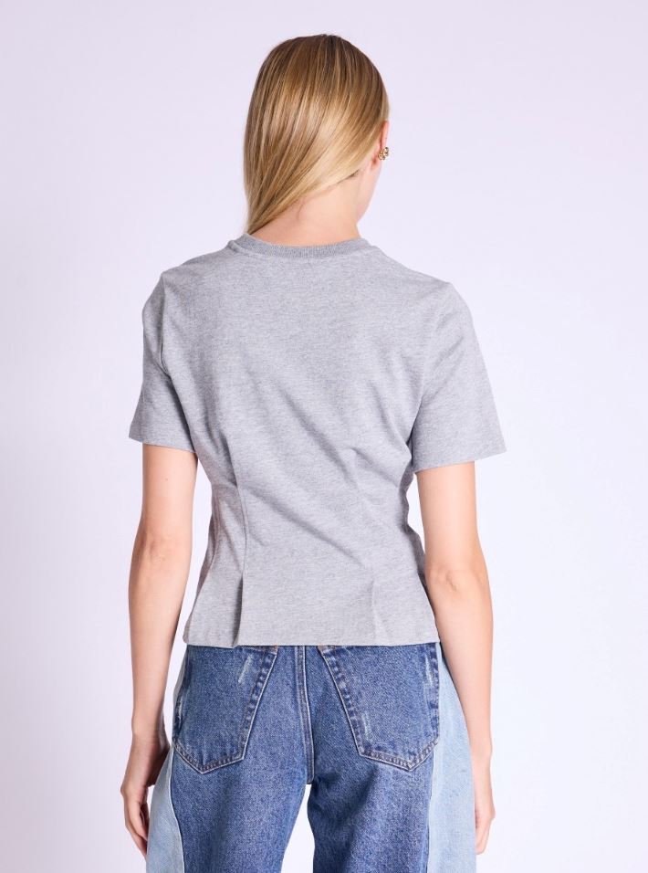 Berenice Edwin Short Fitted T-Shirt with Round Neck - Grey Mousse - Styleartist