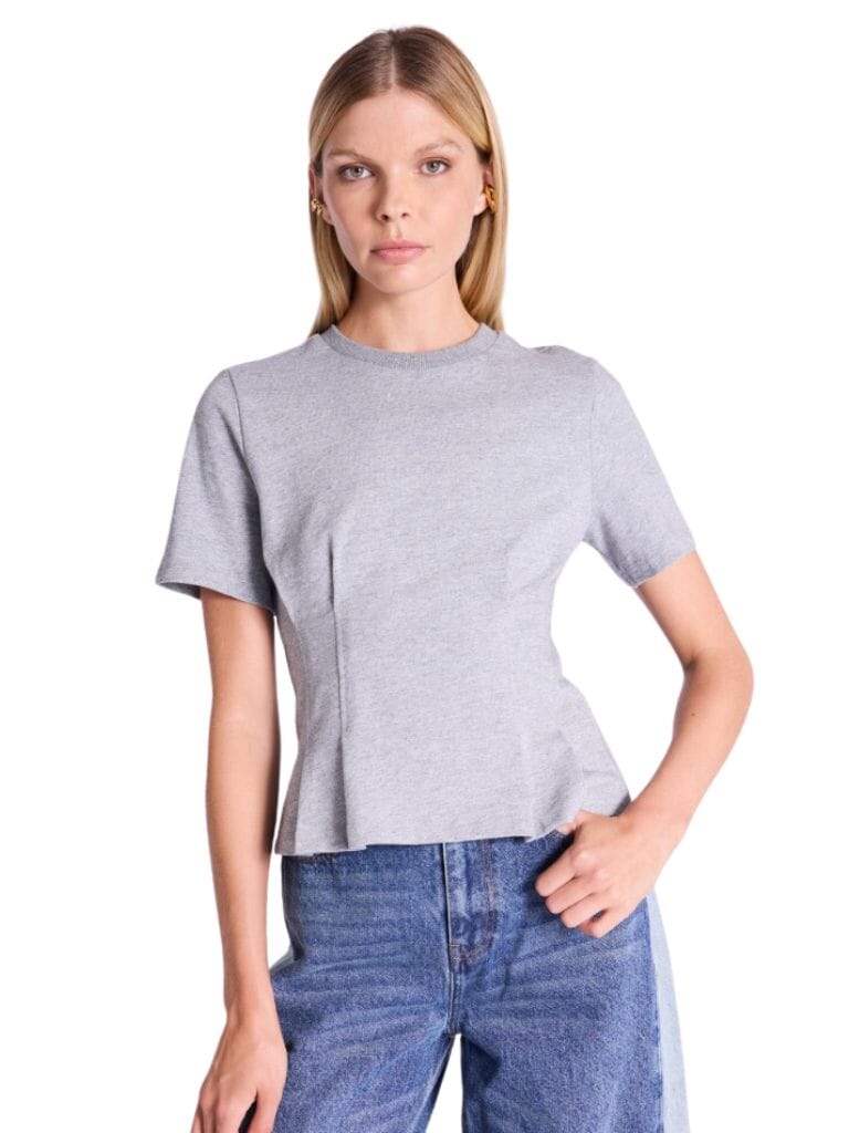 Berenice Edwin Short Fitted T-Shirt with Round Neck - Grey Mousse - Styleartist