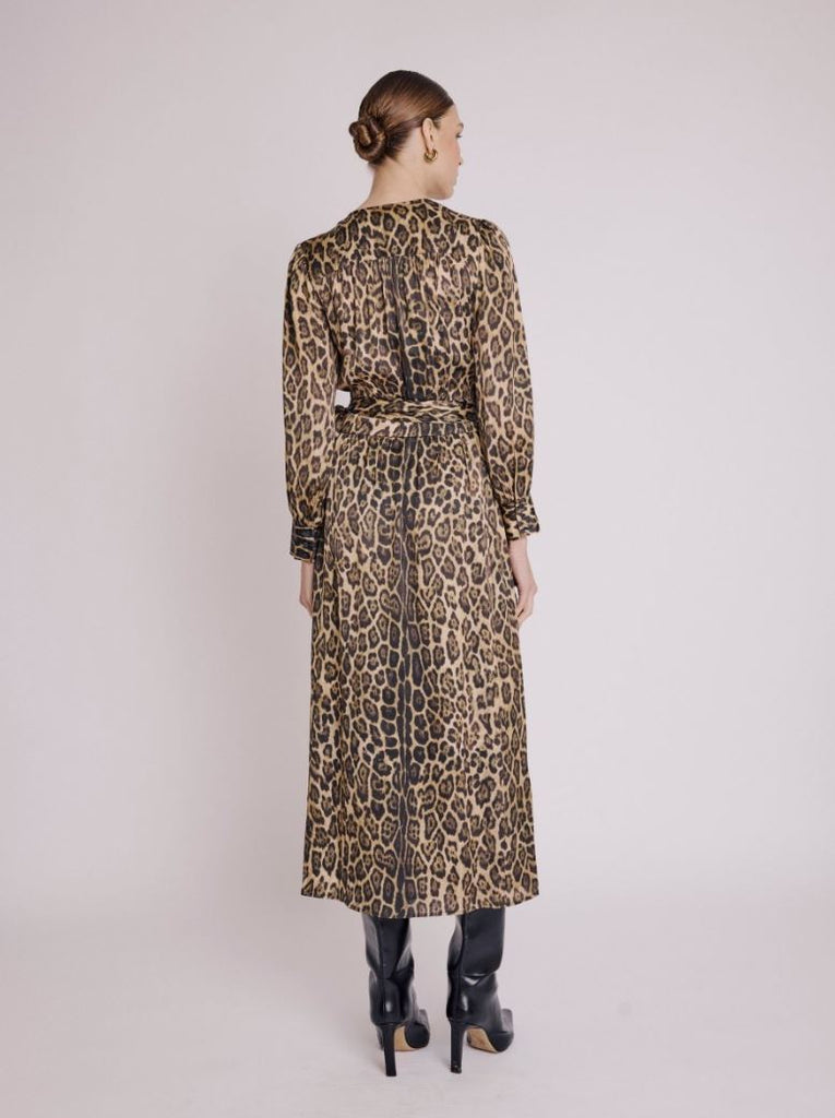 Berenice Rita Midi Dress with Bow- Leopard Print - Styleartist