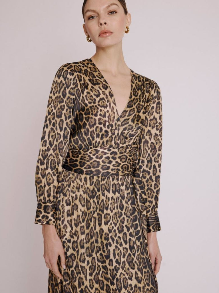 Berenice Rita Midi Dress with Bow- Leopard Print - Styleartist