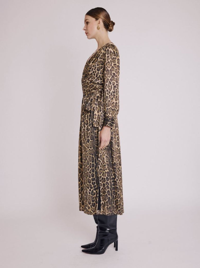 Berenice Rita Midi Dress with Bow- Leopard Print - Styleartist