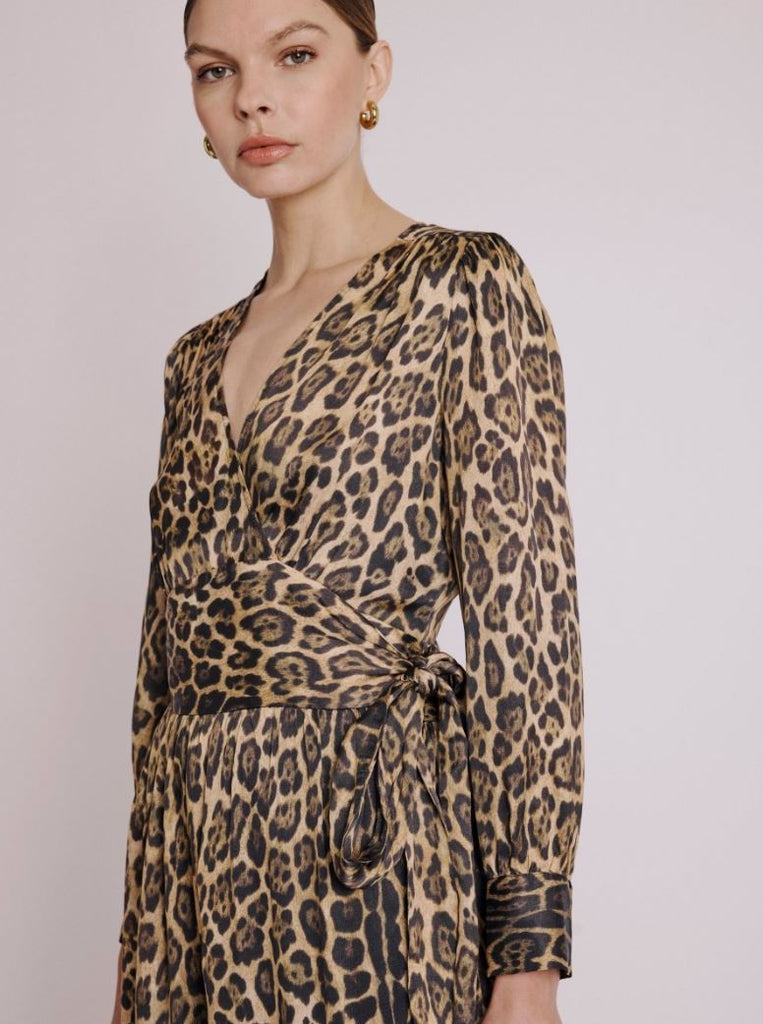 Berenice Rita Midi Dress with Bow- Leopard Print - Styleartist