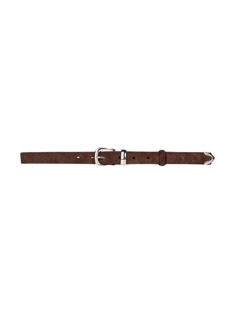 Black Suede Studio Suede Western Belt - Silver and Brown - Styleartist