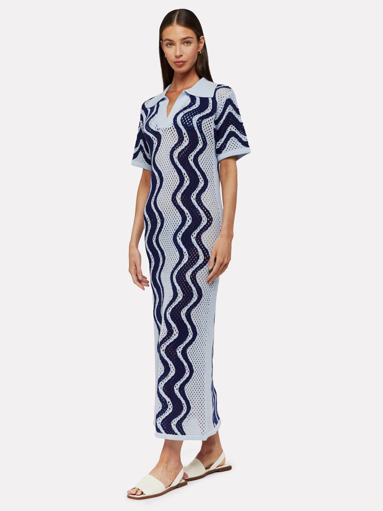 Brodie Wispr Wave Pointelle Maxi Dress- Frost Blue/Insignia Blue - Styleartist