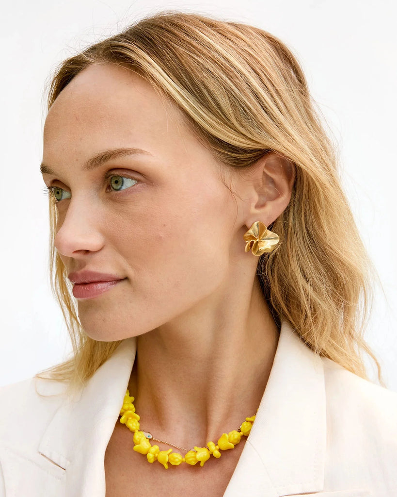 Clare V Statement Stud Earrings- Vintage Gold - Styleartist