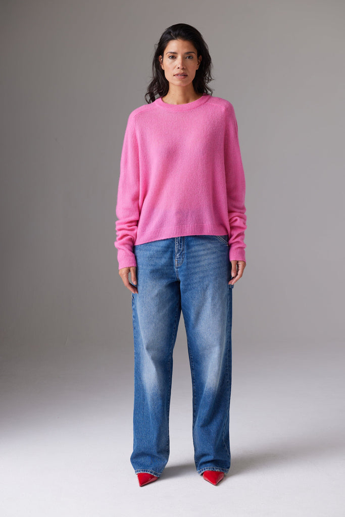 Colorush Amara Lobo Crewneck Cashmere Sweater- Pink Frosting - Styleartist