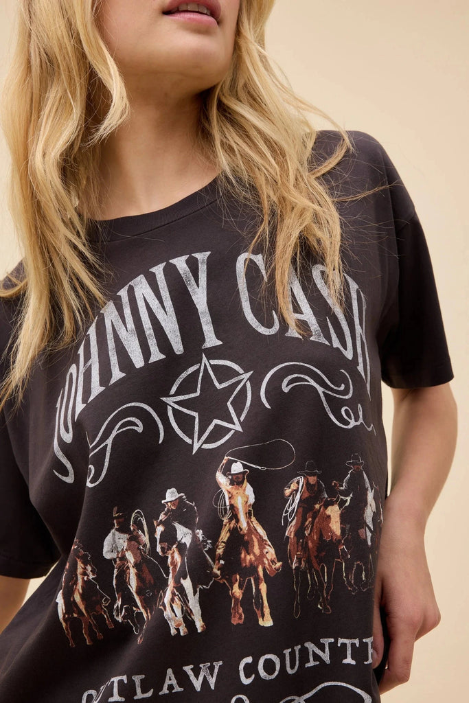 Daydreamer Johnny Cash Outlaw Country Merch Tee-Reactive Black - Styleartist