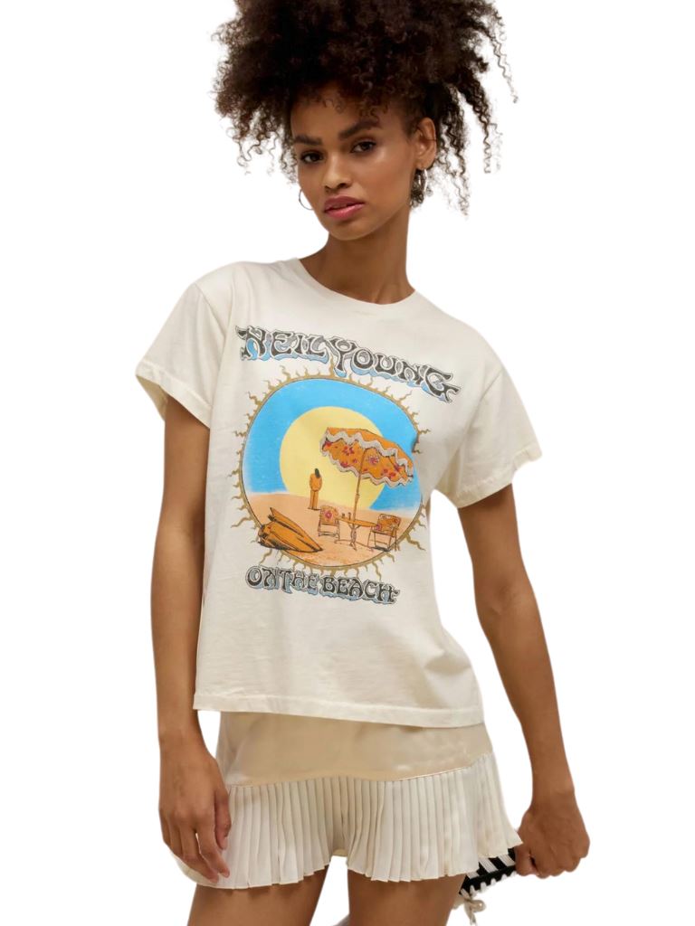 Daydreamer Neil Young On The Beach Tour Tee- Stone Vintage - Styleartist