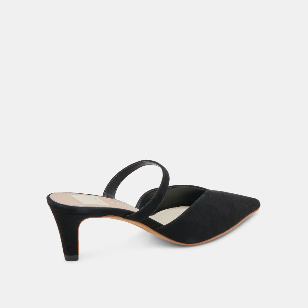 Dolce Vita Kanika Mid Pointed Toe Heel- Black Suede - Styleartist