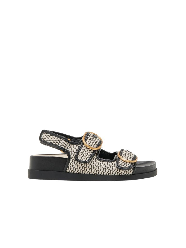 Dolce Vita Starla Woven Raffia Sandal- Black Natural - Styleartist