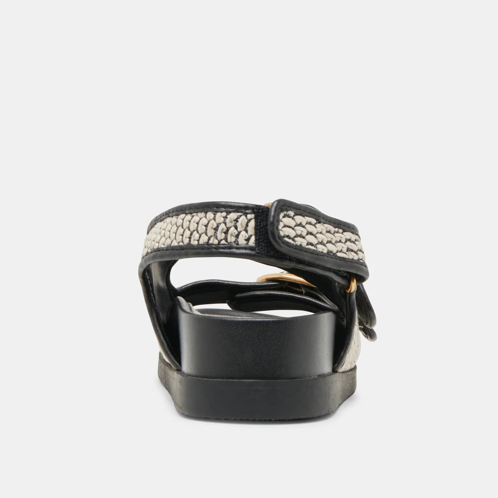 Dolce Vita Starla Woven Raffia Sandal- Black Natural - Styleartist