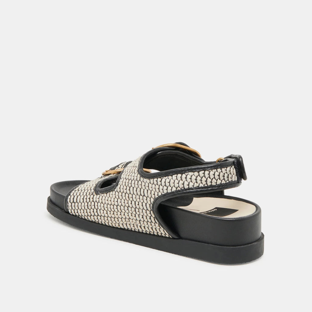 Dolce Vita Starla Woven Raffia Sandal- Black Natural - Styleartist