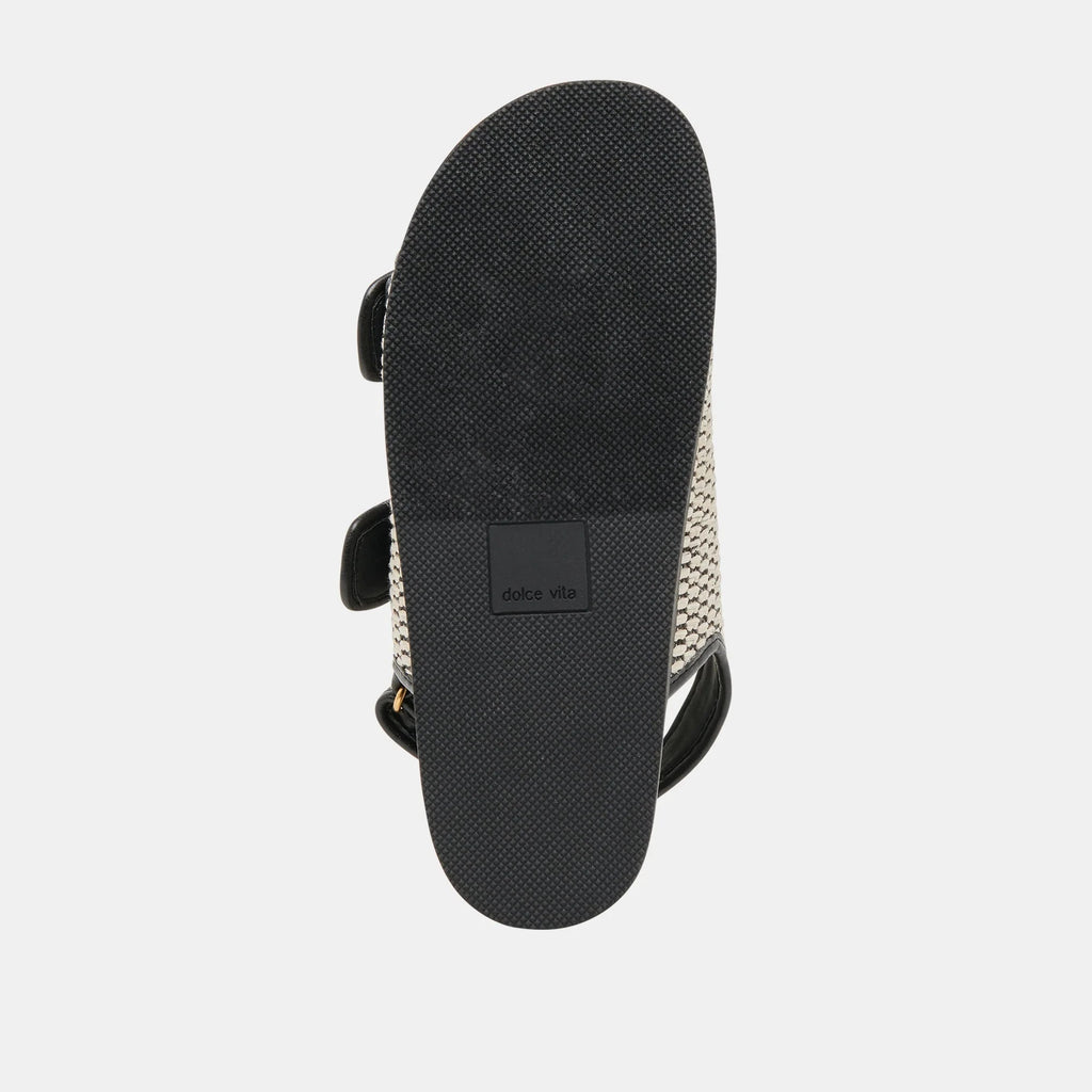 Dolce Vita Starla Woven Raffia Sandal- Black Natural - Styleartist