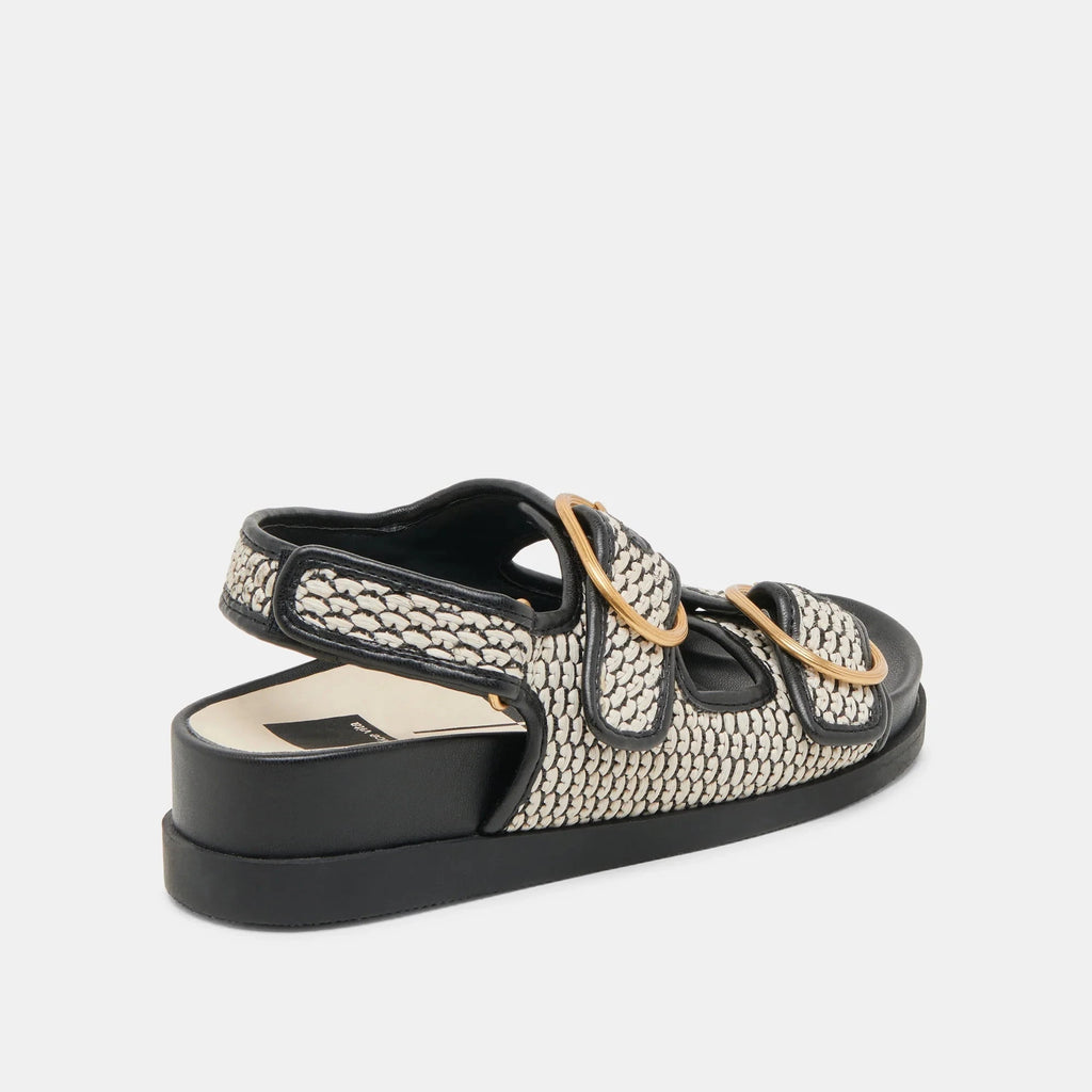 Dolce Vita Starla Woven Raffia Sandal- Black Natural - Styleartist