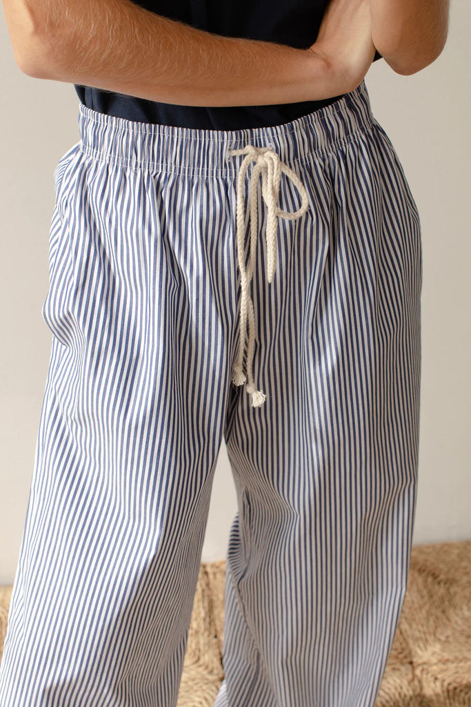 Donni The Pop Pant Wide Leg Pant- Navy Stripe - Styleartist