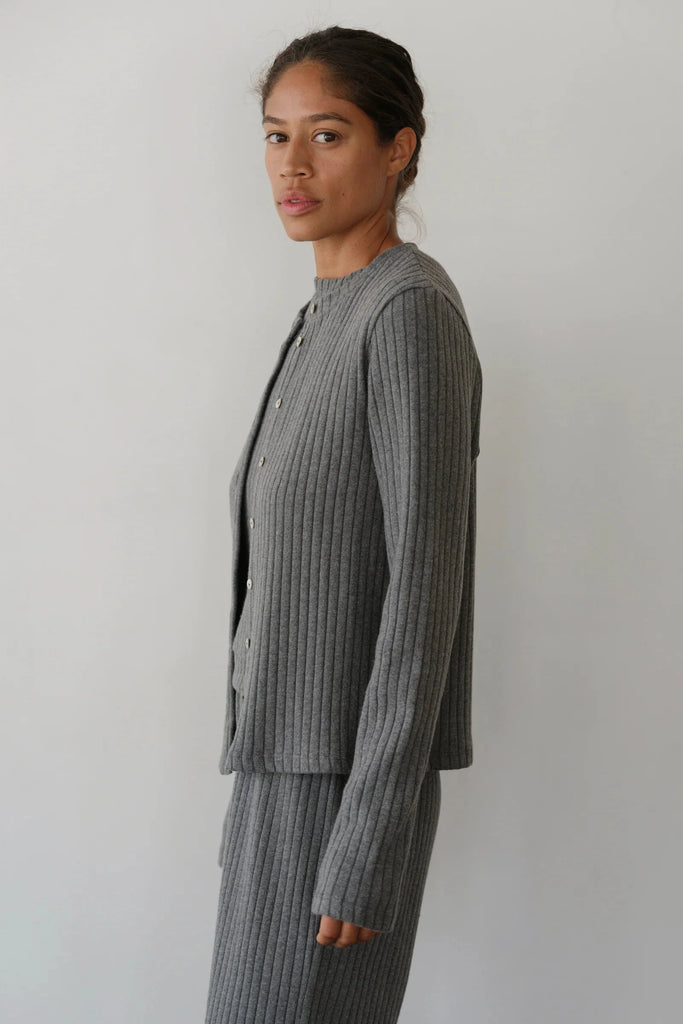 Donni The Sweater Rib Cardigan- Charcoal Grey - Styleartist