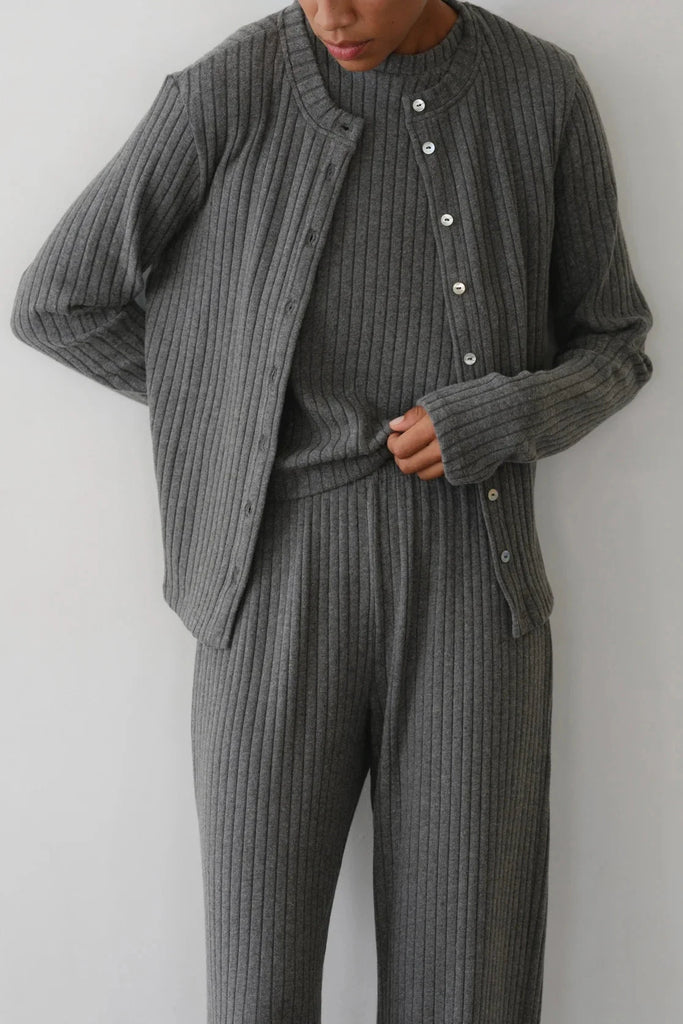 Donni The Sweater Rib Cardigan- Charcoal Grey - Styleartist