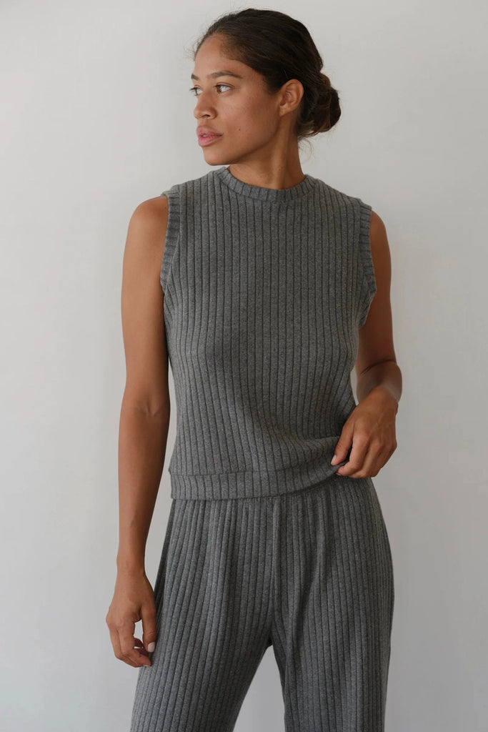 Donni The Sweater Rib Shell- Charcoal Grey - Styleartist