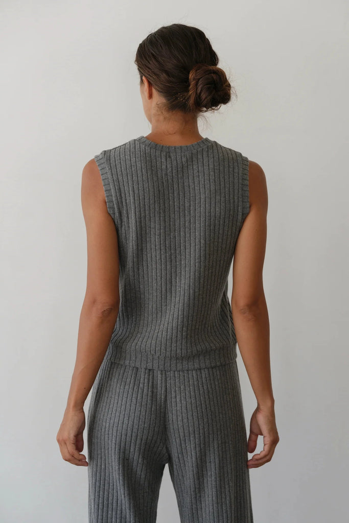 Donni The Sweater Rib Shell- Charcoal Grey - Styleartist