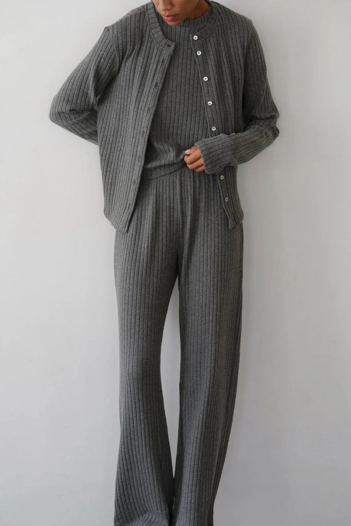 Donni The Sweater Rib Simple Pant- Charcoal Grey - Styleartist