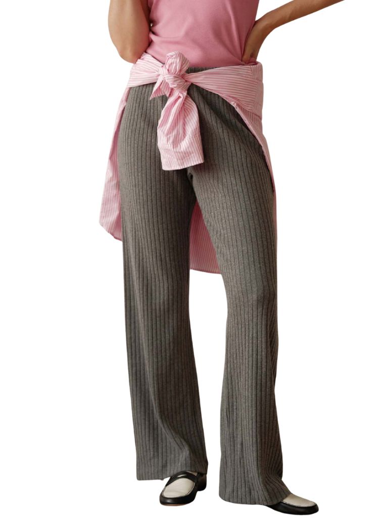 Donni The Sweater Rib Simple Pant- Charcoal Grey - Styleartist
