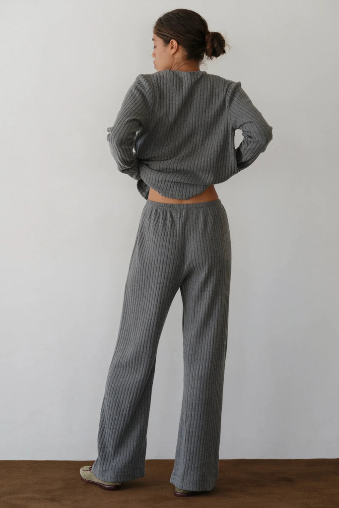 Donni The Sweater Rib Simple Pant- Charcoal Grey - Styleartist