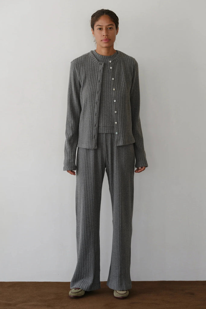 Donni The Sweater Rib Simple Pant- Charcoal Grey - Styleartist