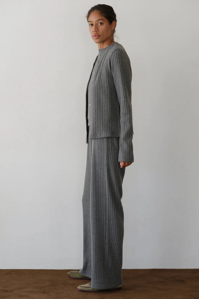 Donni The Sweater Rib Simple Pant- Charcoal Grey - Styleartist