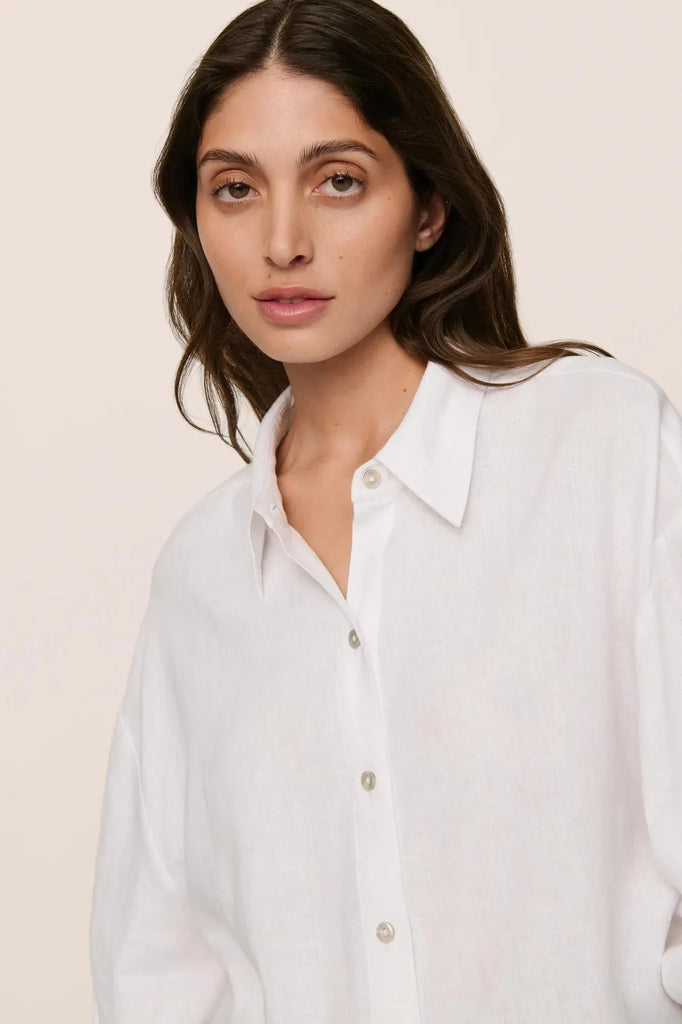 Eberjey Linen Blend Relaxed Quarter Sleeve Top- Off -White - Styleartist