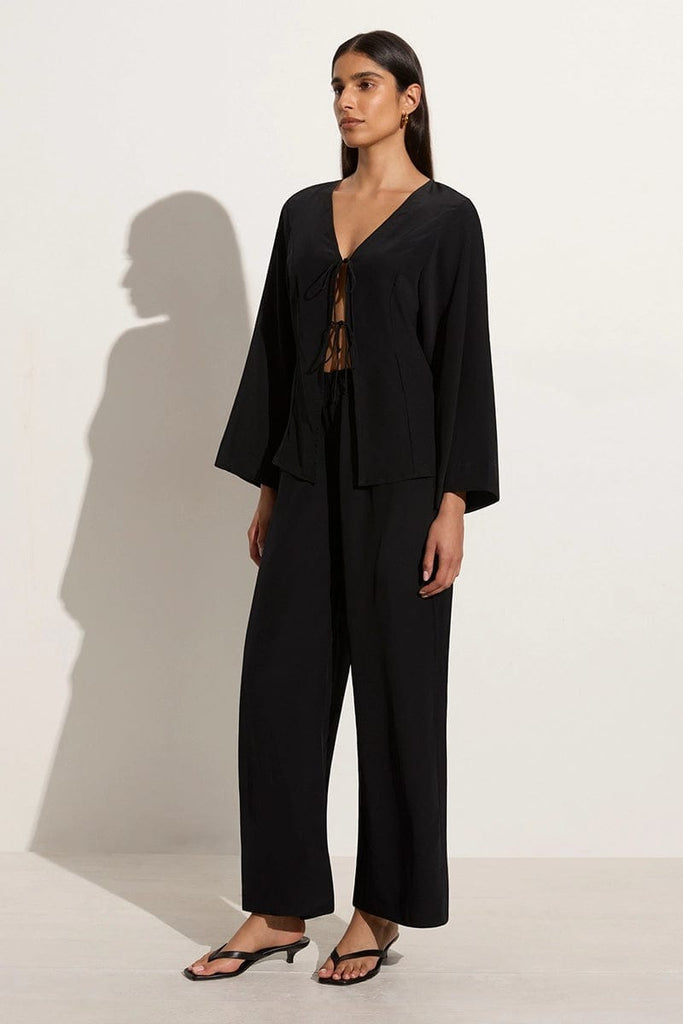 Faithfull The Brand Monforte Silk Pant- Black - Styleartist