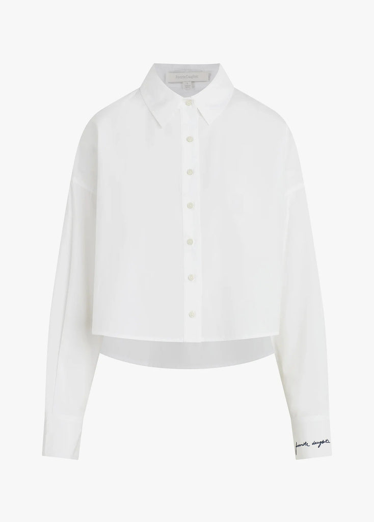 Favorite Daughter The Cropped Ex-Boyfriend Shirt- White - Styleartist