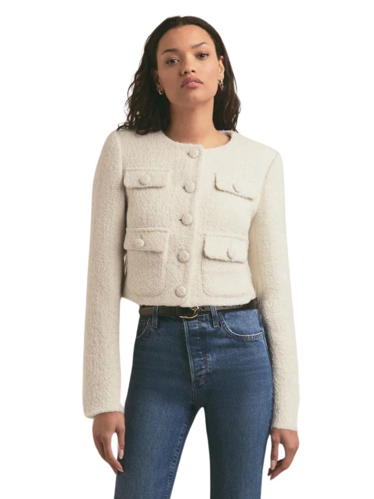 Favorite Daughter The Emily Boucle Jacket- White - Styleartist