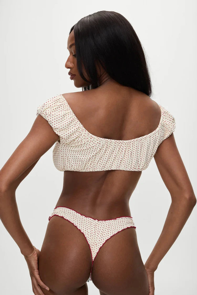 Frankies Bikinis X Bella Hadid Angel Bikini Top- Strawberry Polka Dot - Styleartist