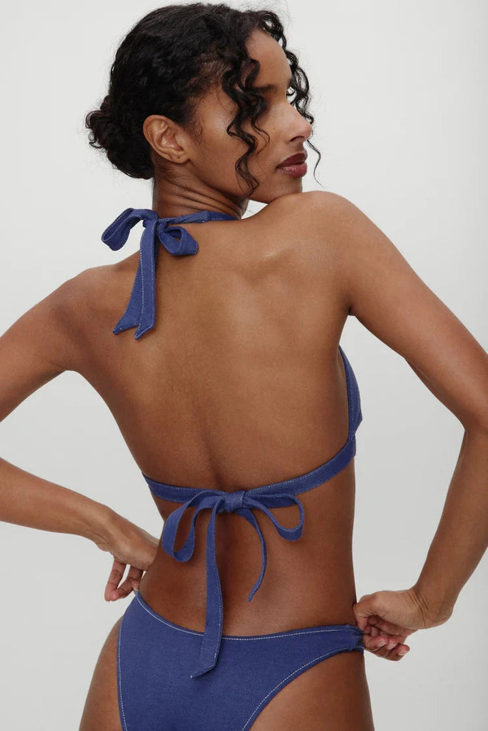 Frankies Bikinis X Bella Hadid Frank Halter Bikini Top- Summer Denim - Styleartist