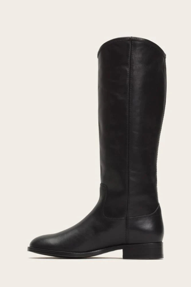 Frye Melissa Button Tall 2 Riding Boots - Black Waxy Burnished Leather - Styleartist