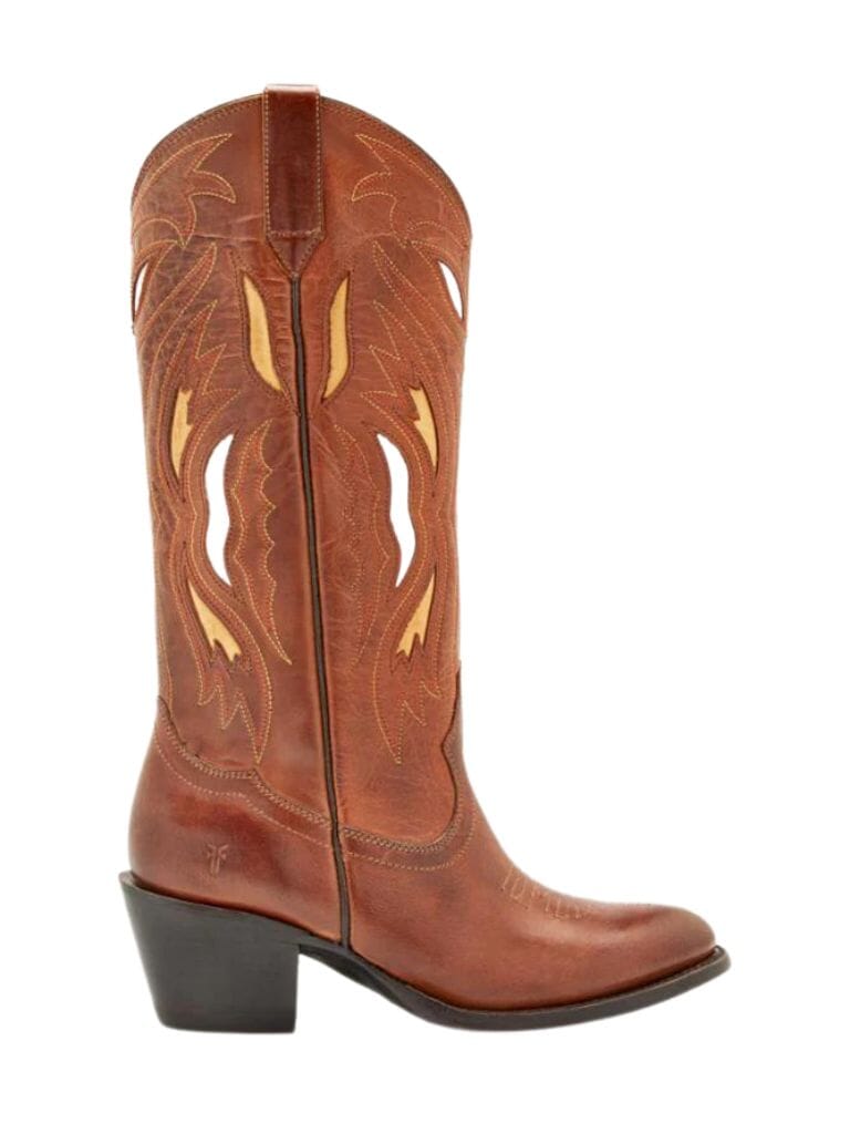 Frye Shelby Deco Stitch Pull On Cowboy Boot - Caramel/Vintage - Styleartist