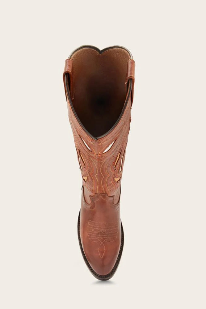 Frye Shelby Deco Stitch Pull On Cowboy Boot - Caramel/Vintage - Styleartist