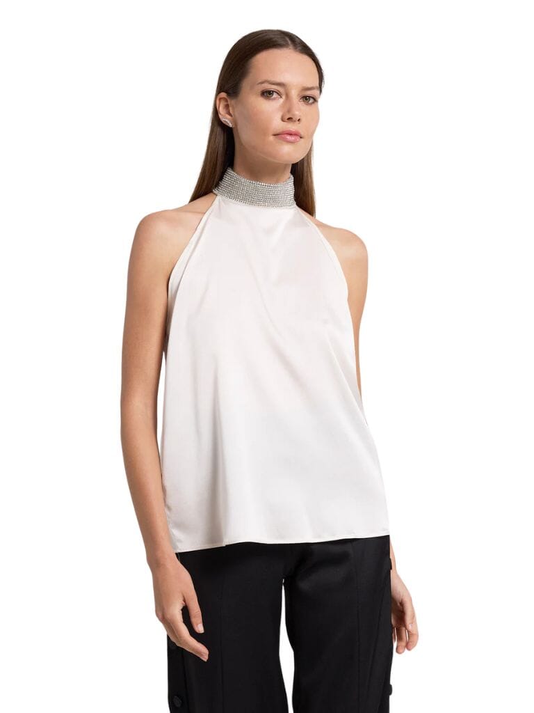 Generation Love Kylan Crystal Blouse - White/Clear - Styleartist