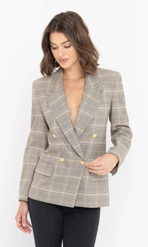 Generation Love Maverick Plaid Blazer - Taupe - Styleartist