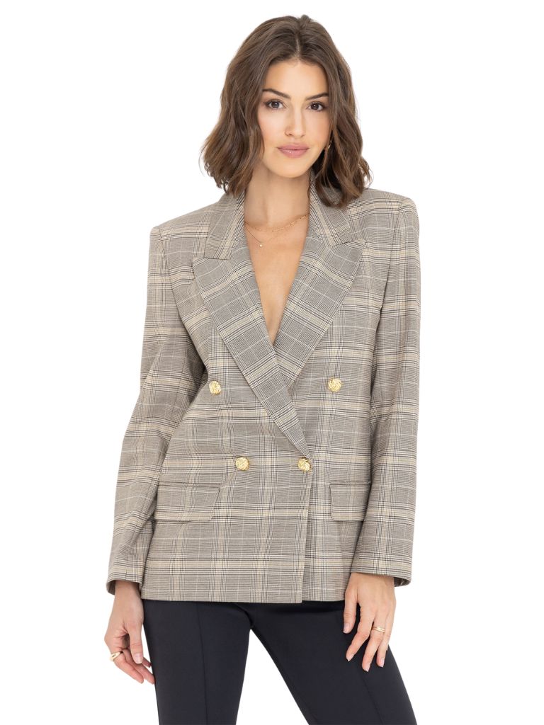 Generation Love Maverick Plaid Blazer - Taupe - Styleartist