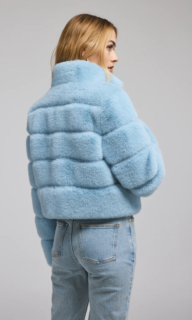 Generation Love Tala Faux Fur Bomber Jacket- Powder Blue - Styleartist