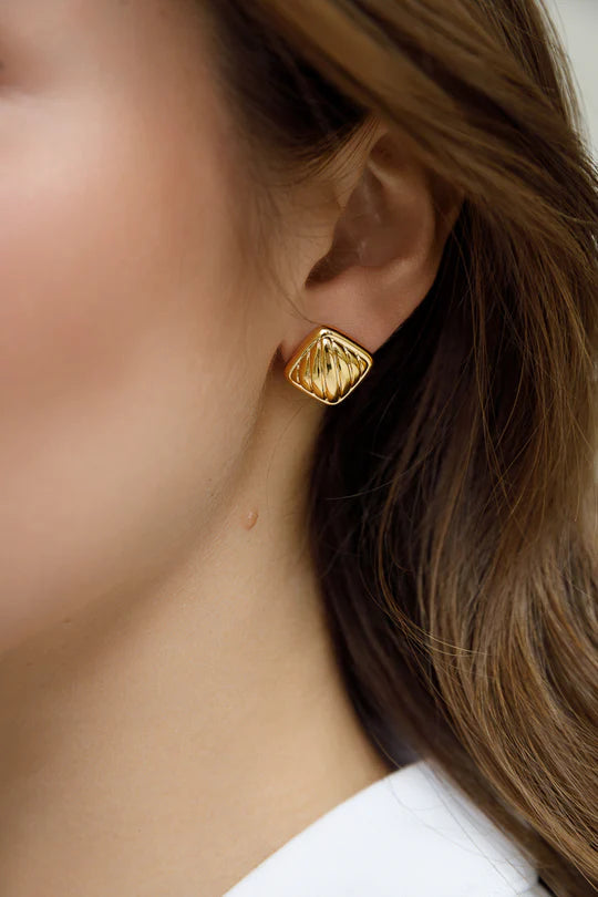 Gold Plated Vintage Button Earrings - Styleartist