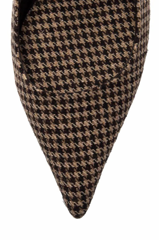 Jeffrey Campbell Tanya Pointed-Toe Sling Back Pump- Beige Brown Houndstooth - Styleartist