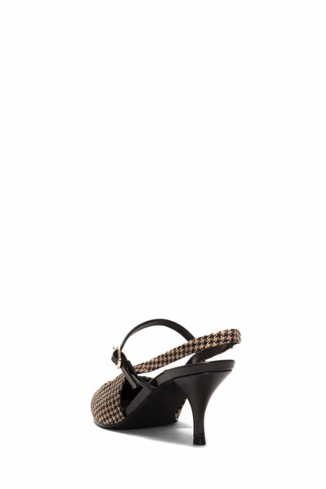 Jeffrey Campbell Tanya Pointed-Toe Sling Back Pump- Beige Brown Houndstooth - Styleartist