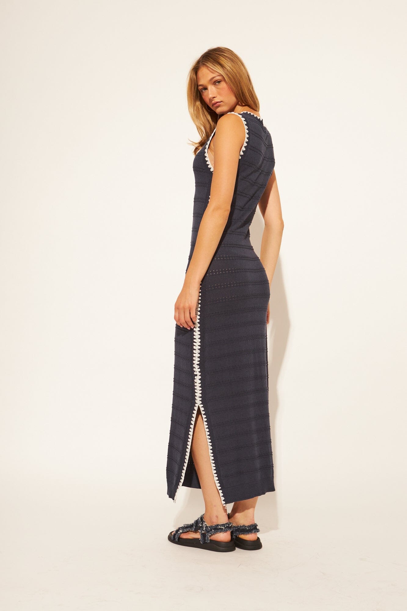 john and jenn knit dress John + Jenn Mario Fitted Sleeveless Knit Dress- Yacht Week Styleartist