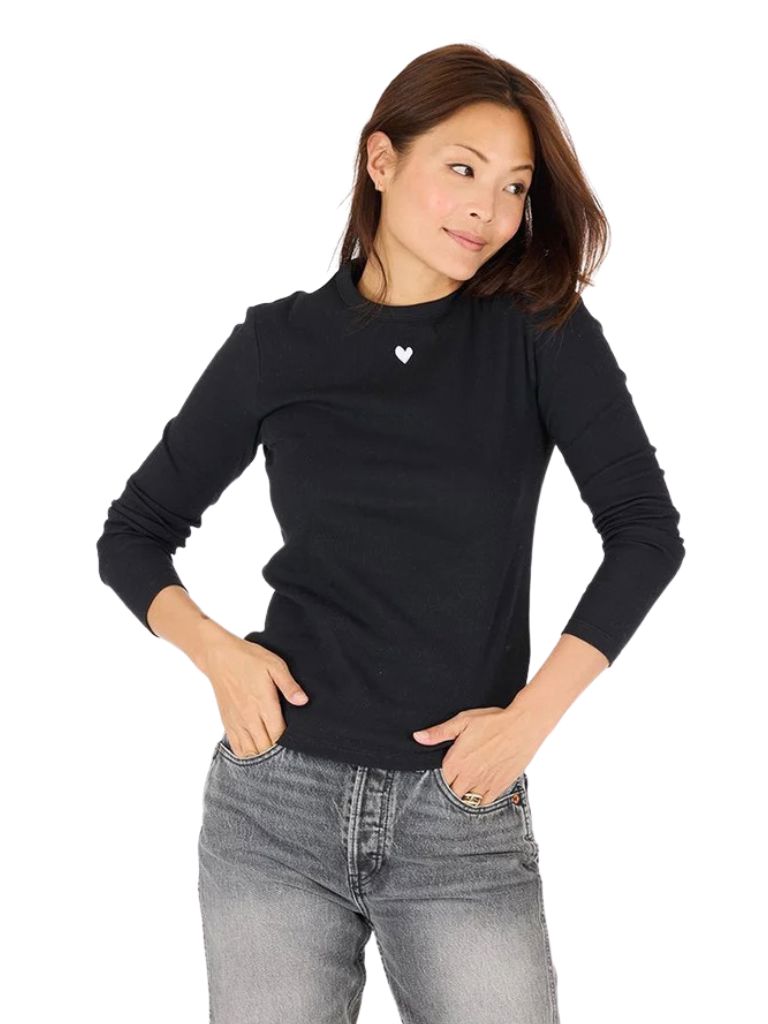 Kerri Rosenthal KR Long Sleeve Rib Tee- Black - Styleartist