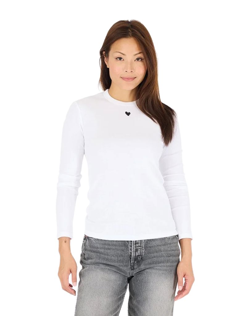 Kerri Rosenthal KR Long Sleeve Rib Tee- White - Styleartist