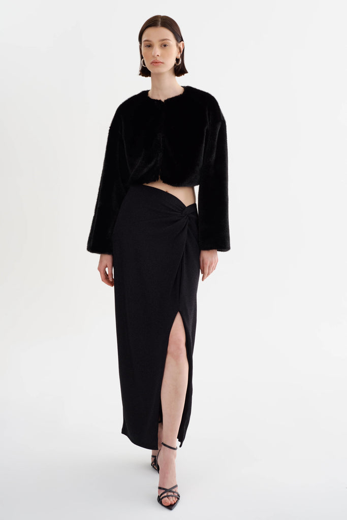 Lamarque Ainslee Lurex Knit Maxi Skirt - Black - Styleartist