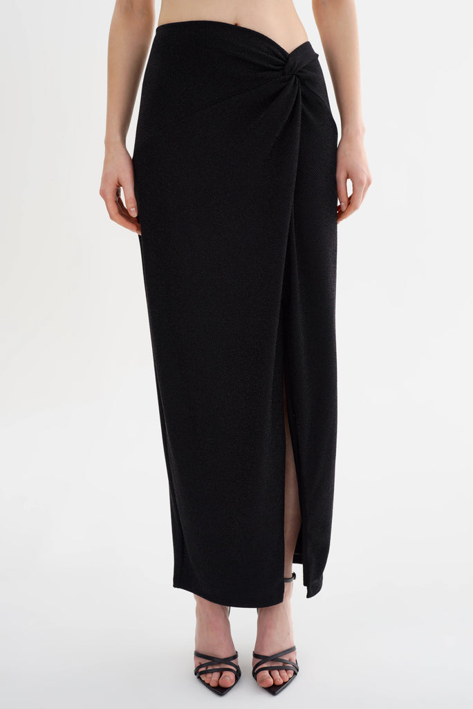 Lamarque Ainslee Lurex Knit Maxi Skirt - Black - Styleartist